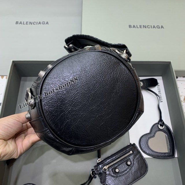 Balenciaga專櫃爆款黑色小號肩背包 巴黎世家city水桶包新款機車水桶包 fyj2028